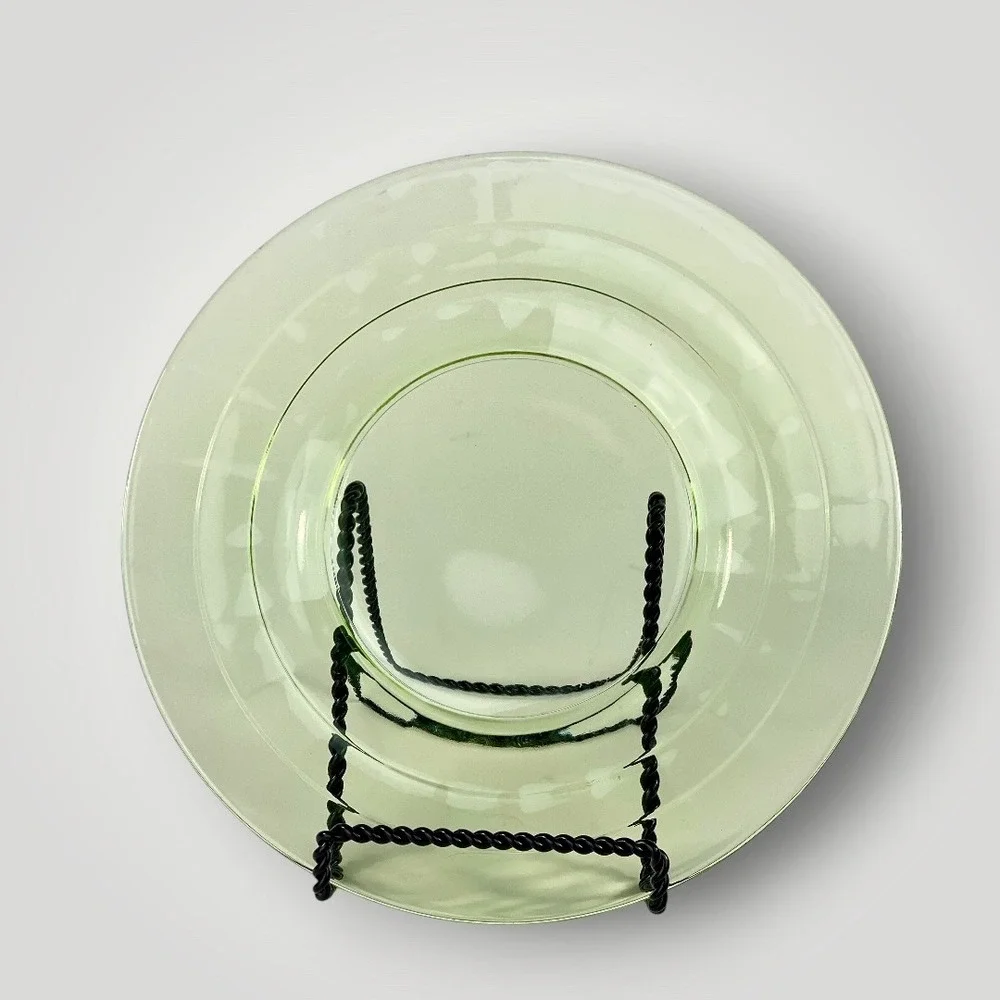 Anchor‎ Hocking Block Optic Green Plate Depression Glass 1930s